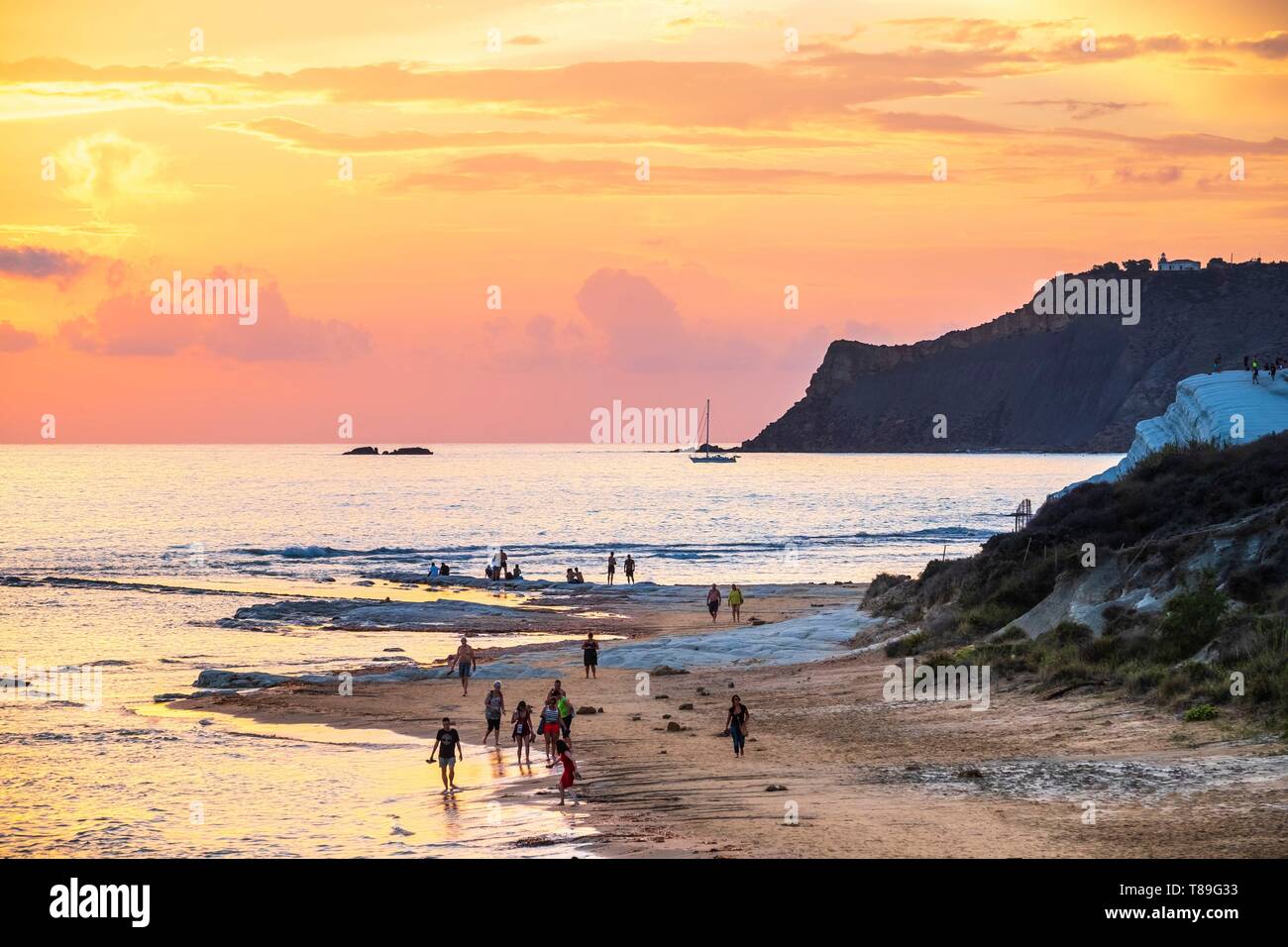 Realmonte Italy, Sicily, Realmonte, Scala dei Turchi, tourist site where the ...