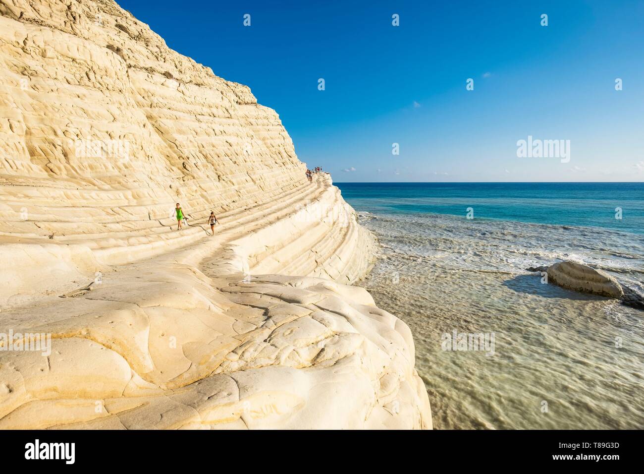 Italy, Sicily, Realmonte, Scala dei Turchi, tourist site where the