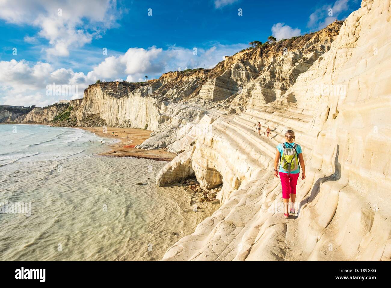 Italy, Sicily, Realmonte, Scala dei Turchi, tourist site where the