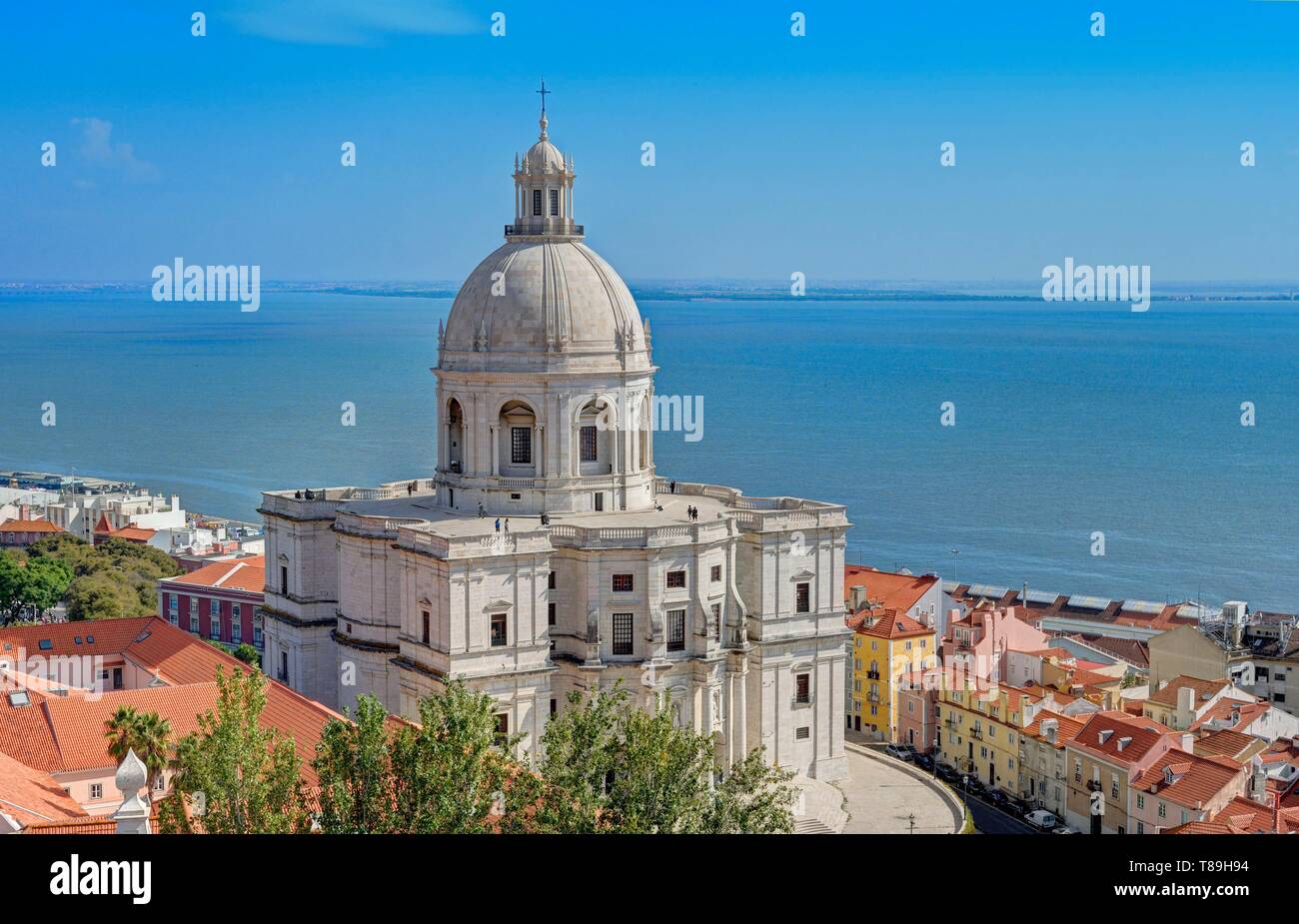 Portugal, Lisbon, Alfama district, the national Pantheon and the Tagus river Stock Photo