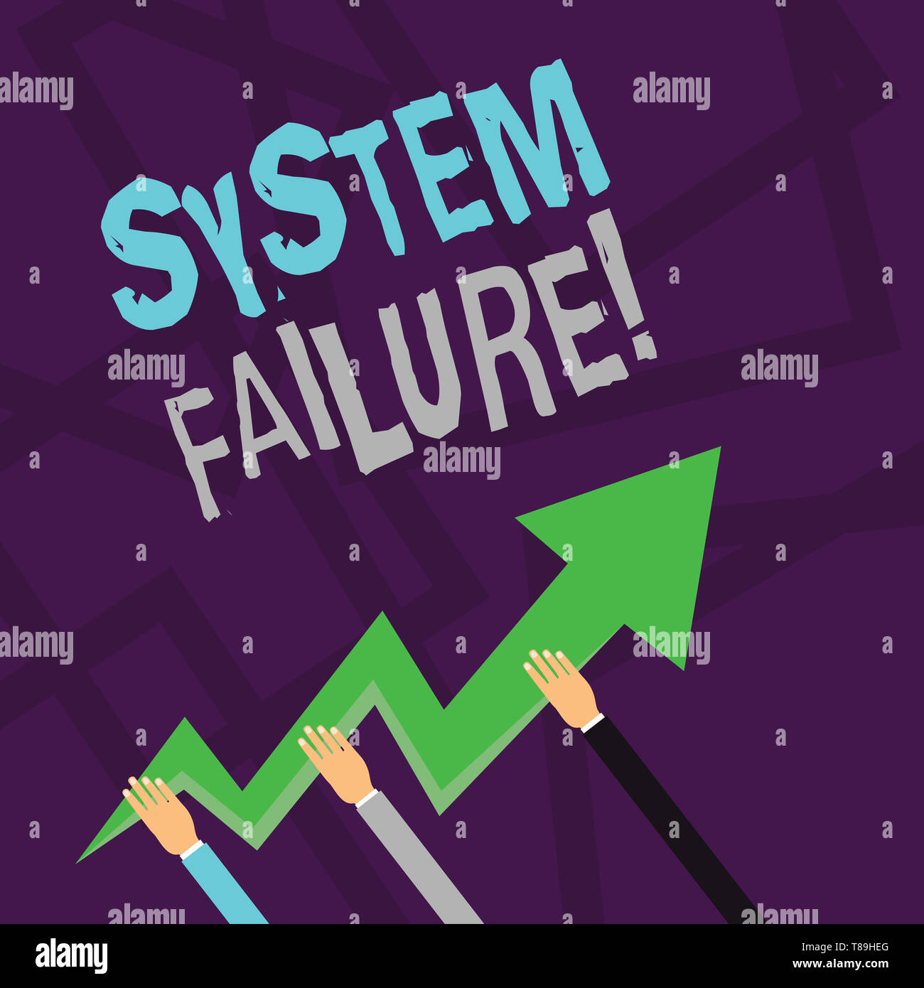 Text sign showing System Failure. Business photo text Occur because of