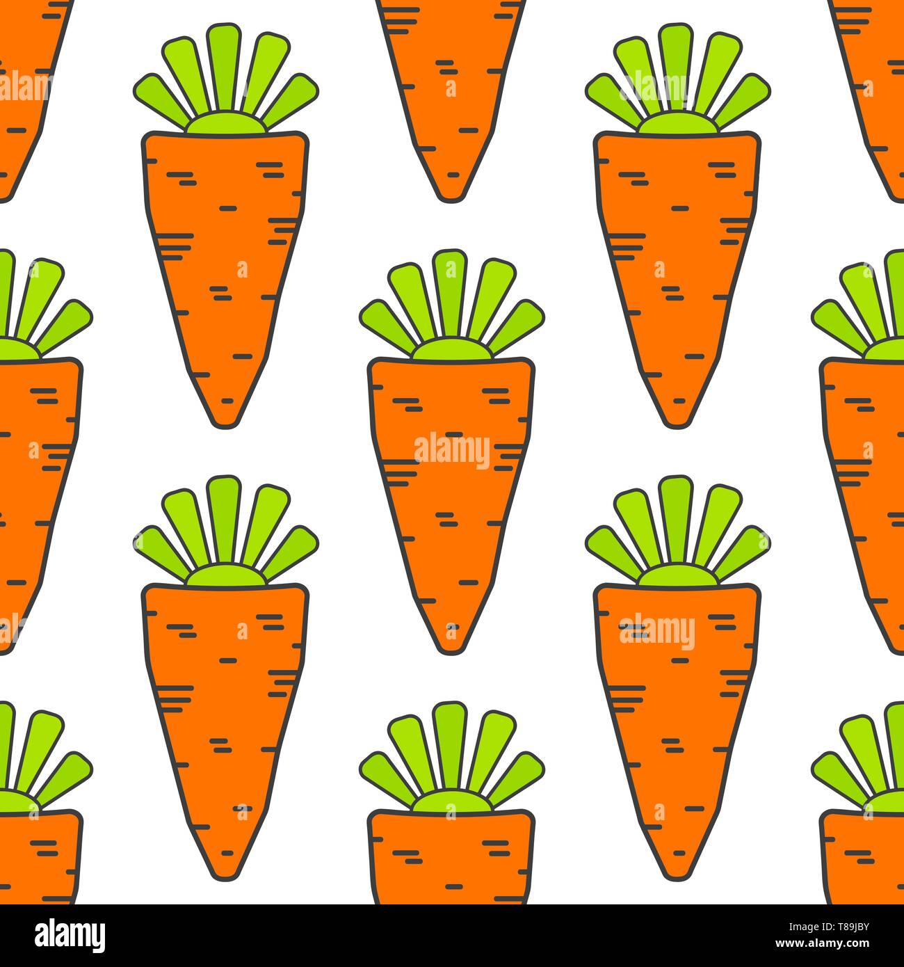 Hand Drawn Seamless Pattern With Carrot. Vector Eco Food Illustration Stock Vector