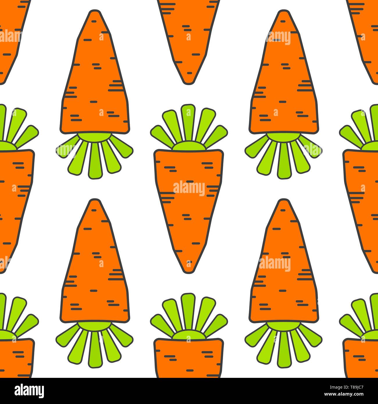 Hand Drawn Seamless Pattern With Carrot. Vector Eco Food Illustration Stock Vector