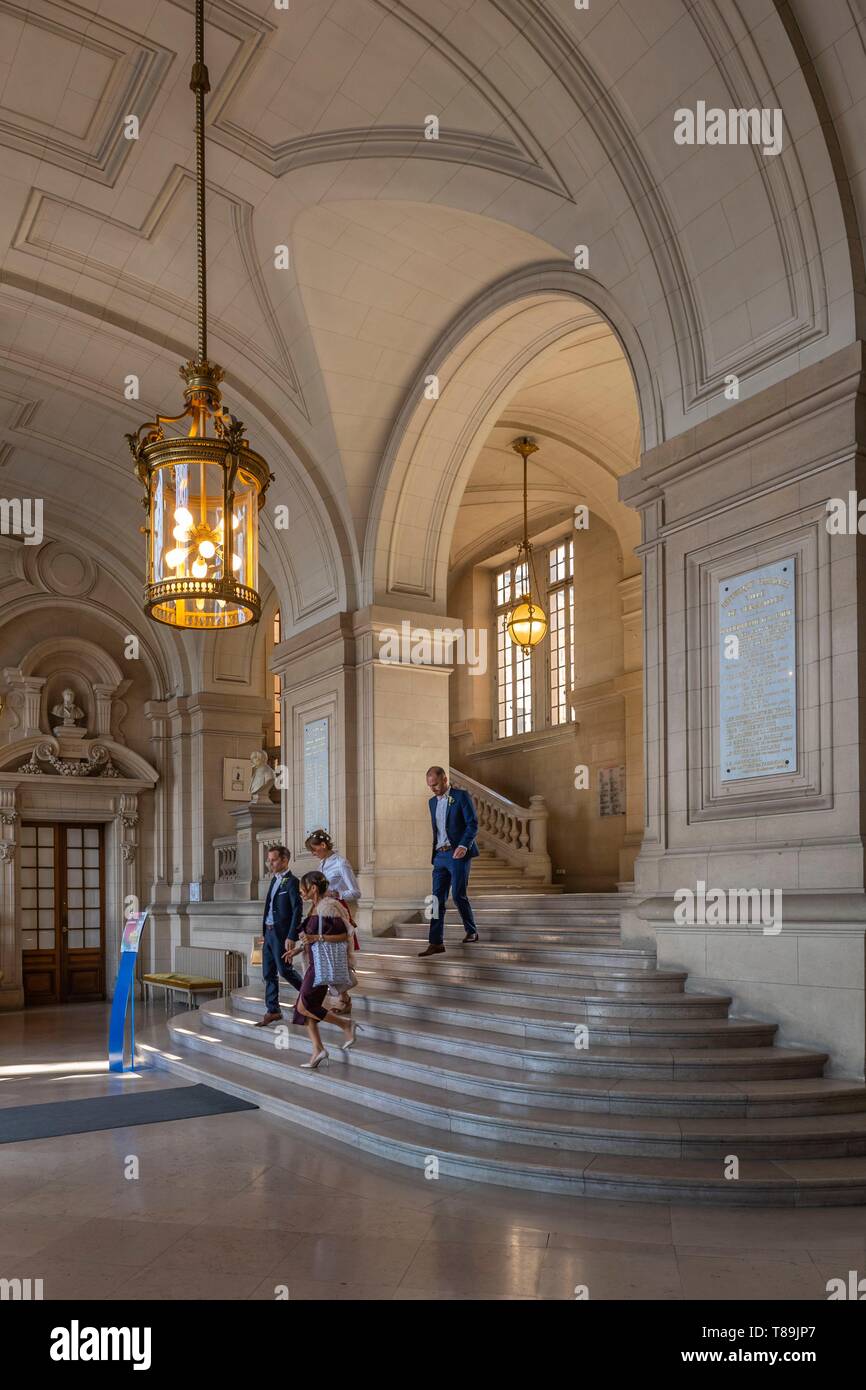 France, Yvelines, Versailles, city hall stairs Stock Photo