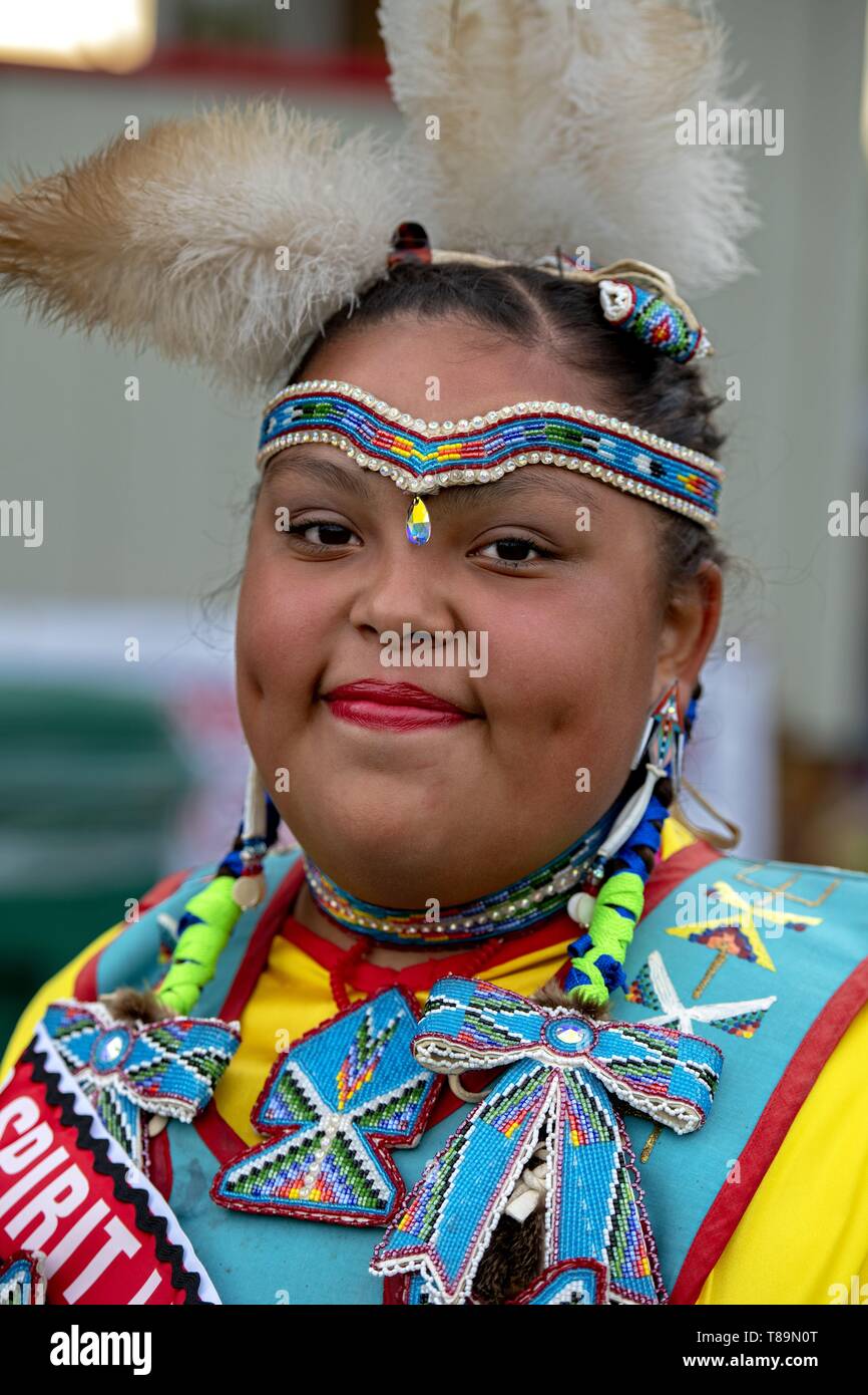 United States, North Dakota, Bismarck, annual intertribal powwow Stock Photo