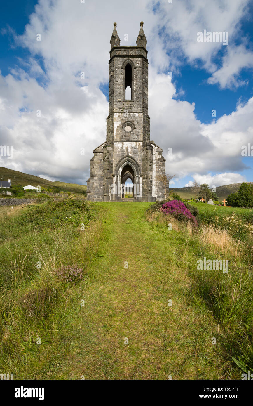 Old Ruined Church at the bottom of Mount Errigal near the poisoned Glen, Donegal, Ireland Stock Photo