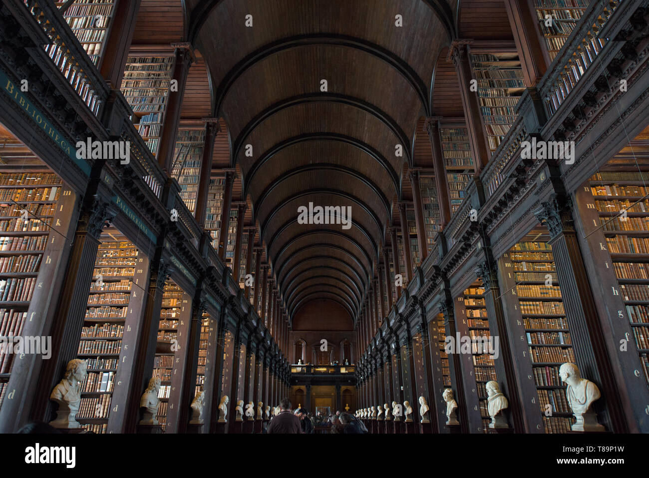 Trinity College Library, Dublin, Ireland - 08/07/2017 : The Long Room at Trinity Library in Trinity College, Dublin, Ireland Stock Photo