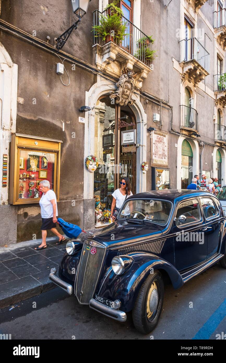 Italy, Sicily, Catania, Baroque city listed as UNESCO World Heritage, via Vittorio Emanuele Stock Photo