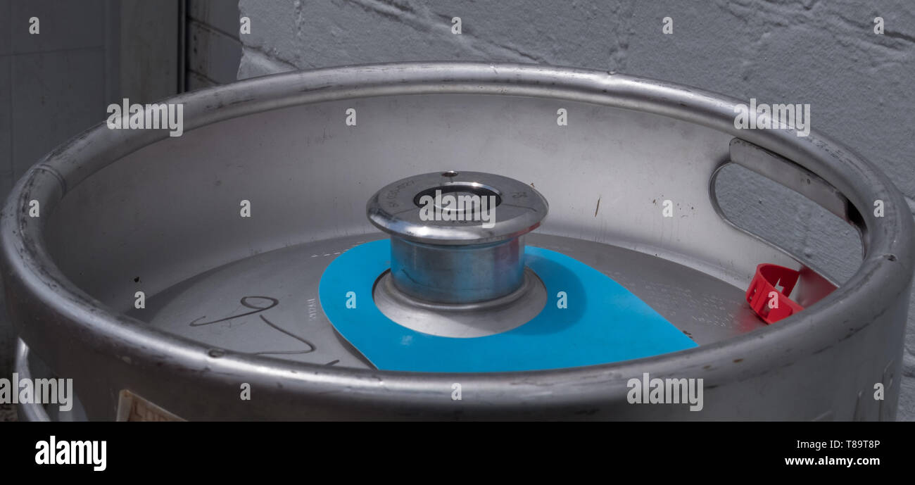 Top of a beer keg with a valve Stock Photo Alamy