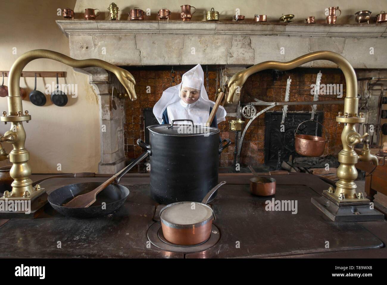France, Cote d'Or, Beaune, the hospices of Beaune, the kitchen Stock Photo