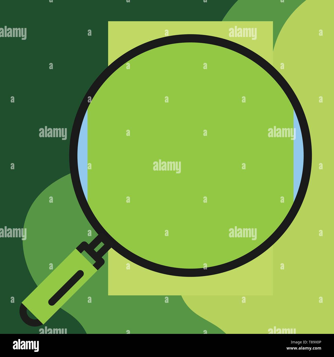 Round magnifying glass with iron handle frame to make object look