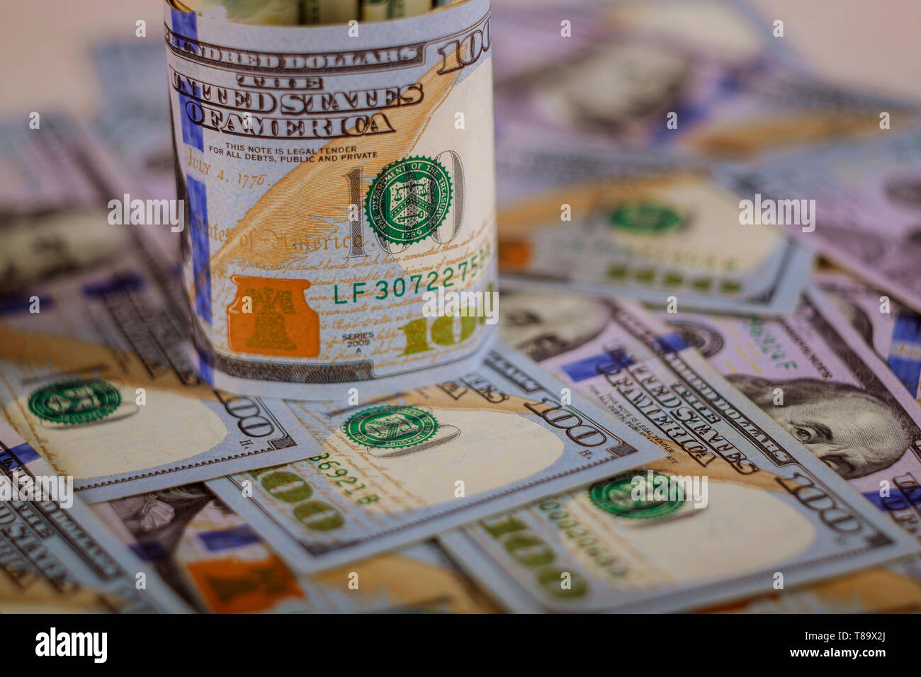 New hundred USA dollar bills Stock Photo