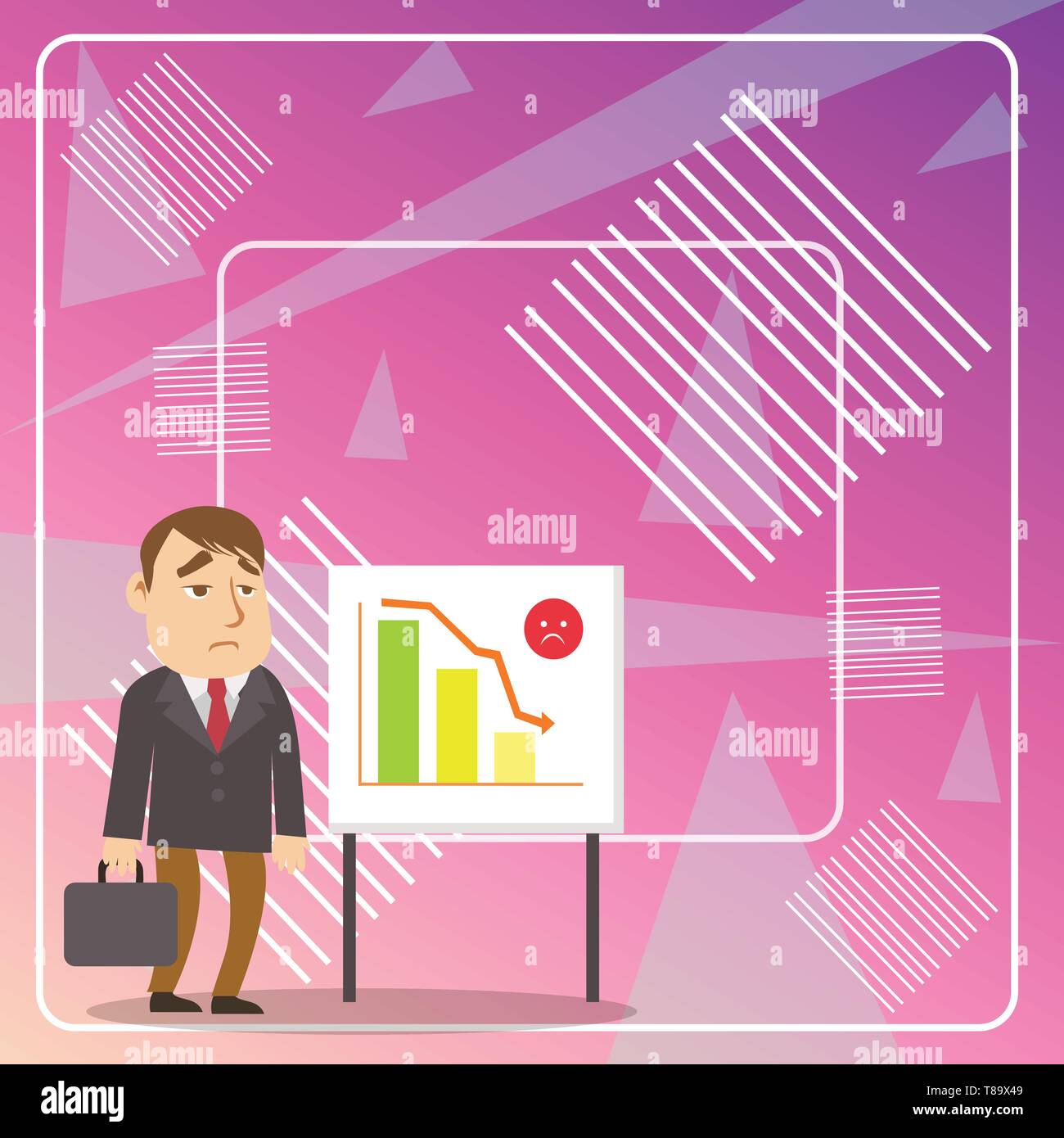 Businessman Clerk with Brief Case Standing Whiteboard Declining Bar Chart  Copy Space design Empty template text for Ad, promotion, poster, flyer, web  Stock Vector Image & Art - Alamy