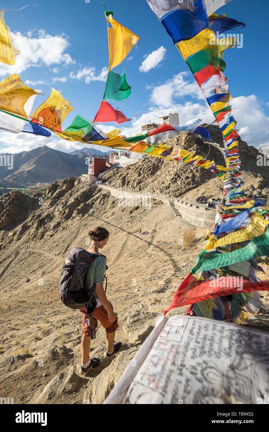 India, Jammu and Kashmir State, Himalaya, Ladakh, Indus valley, Leh (3500m), régional capital, buddhist monastery of Namgyal Tsemo and prayer flags Stock Photo - Alamy India, Jammu and Kashmir State, Himalaya, Ladakh, Indus valley, Leh (3500m), régional capital, buddhist monastery of Namgyal Tsemo and prayer flags Stock Photo - Alamy