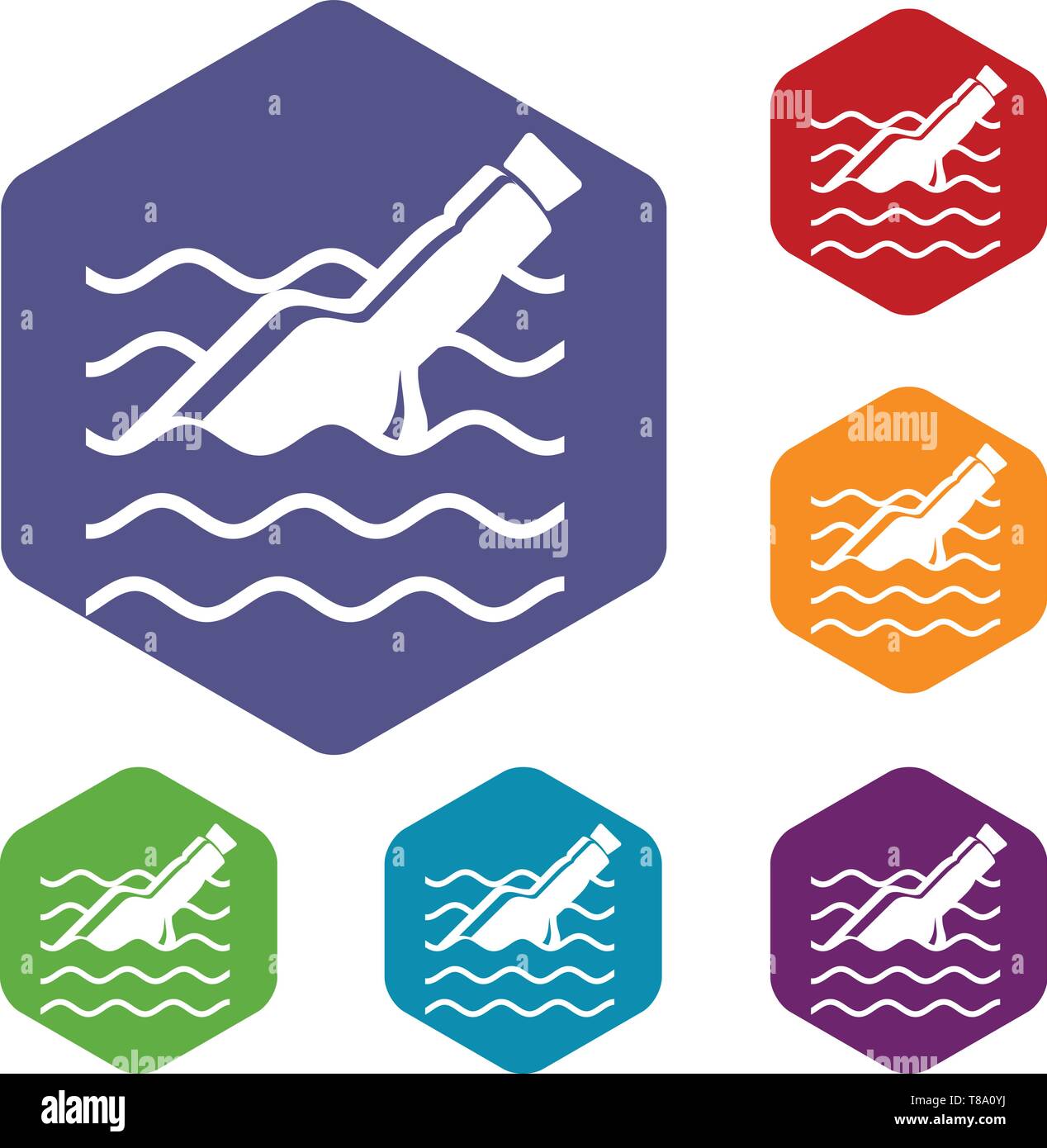 Message in bottle icons vector hexahedron Stock Vector