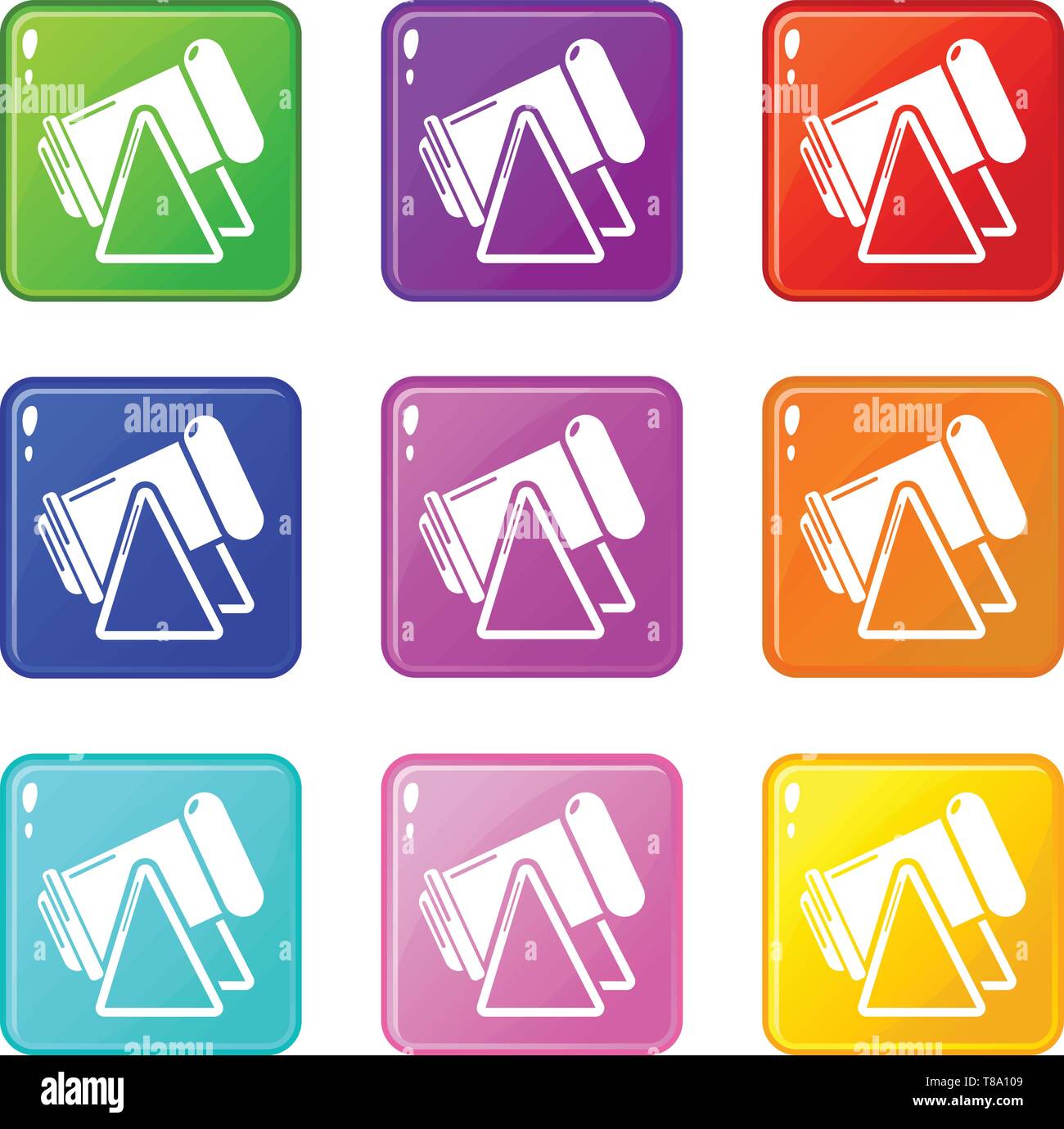 Battle cannon icons set 9 color collection Stock Vector Image & Art - Alamy