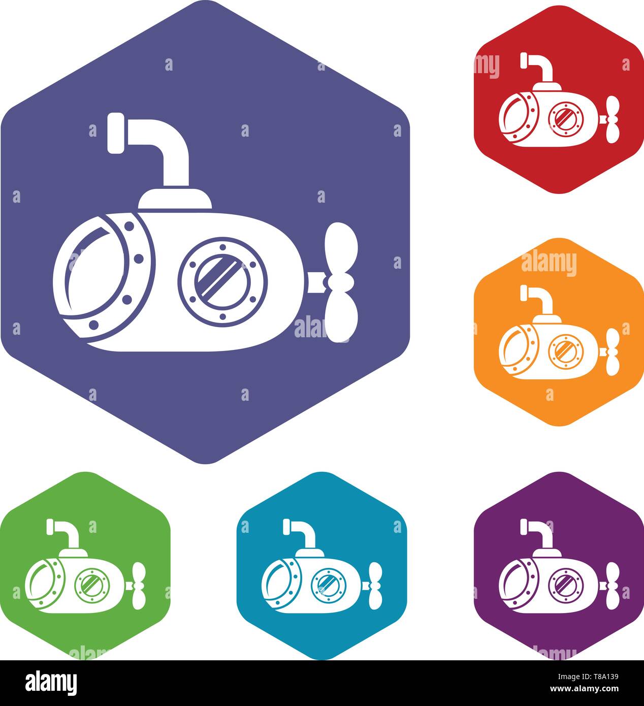Bathyscaphe icons vector hexahedron Stock Vector