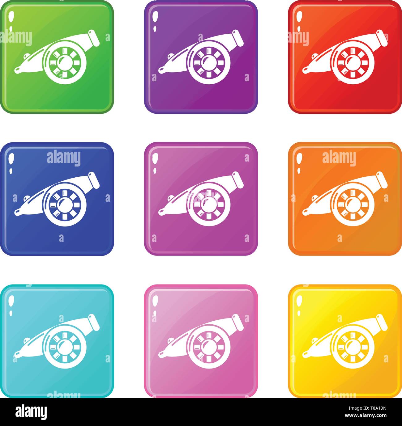 Artillery cannon icons set 9 color collection Stock Vector Image & Art ...