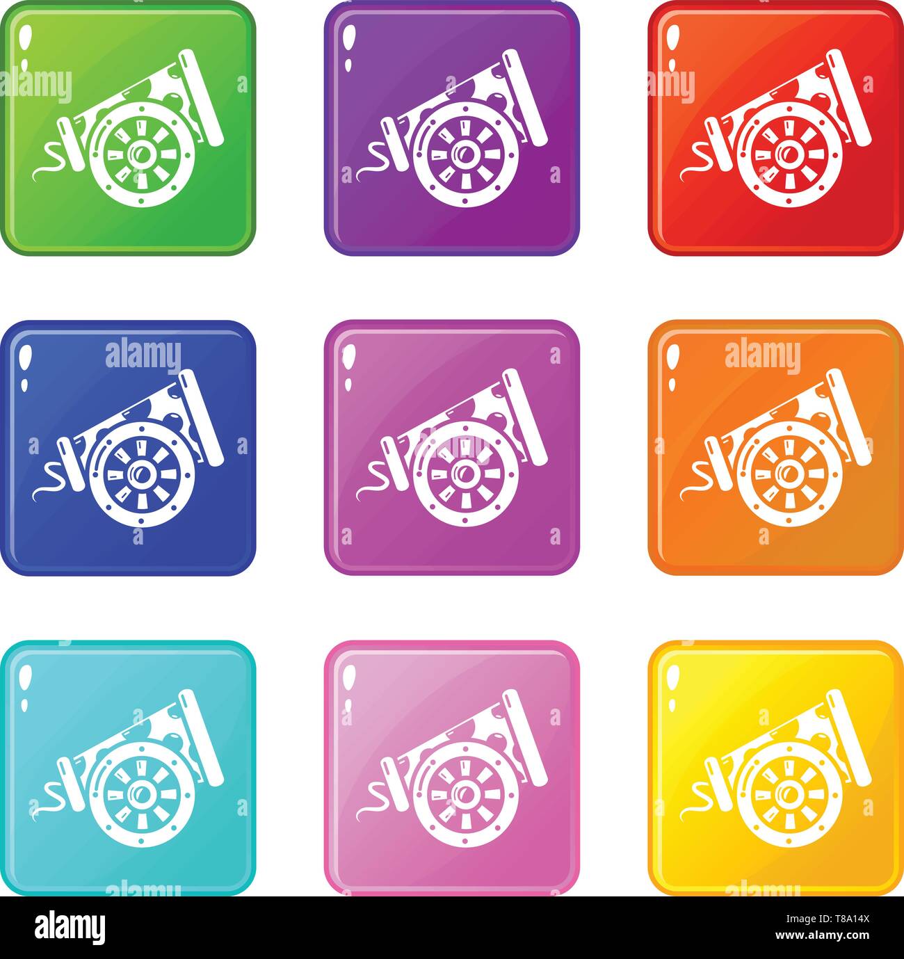 Big gun icons set 9 color collection Stock Vector Image & Art - Alamy