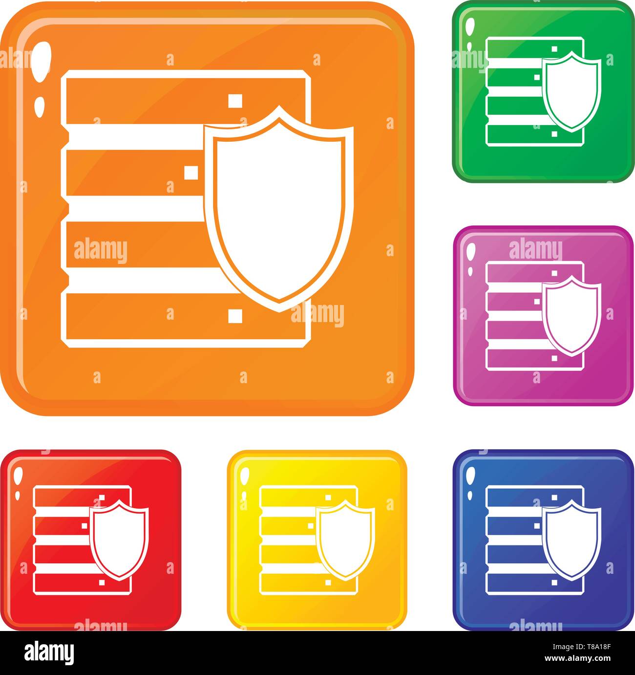Database with shield icons set vector color Stock Vector Image & Art ...