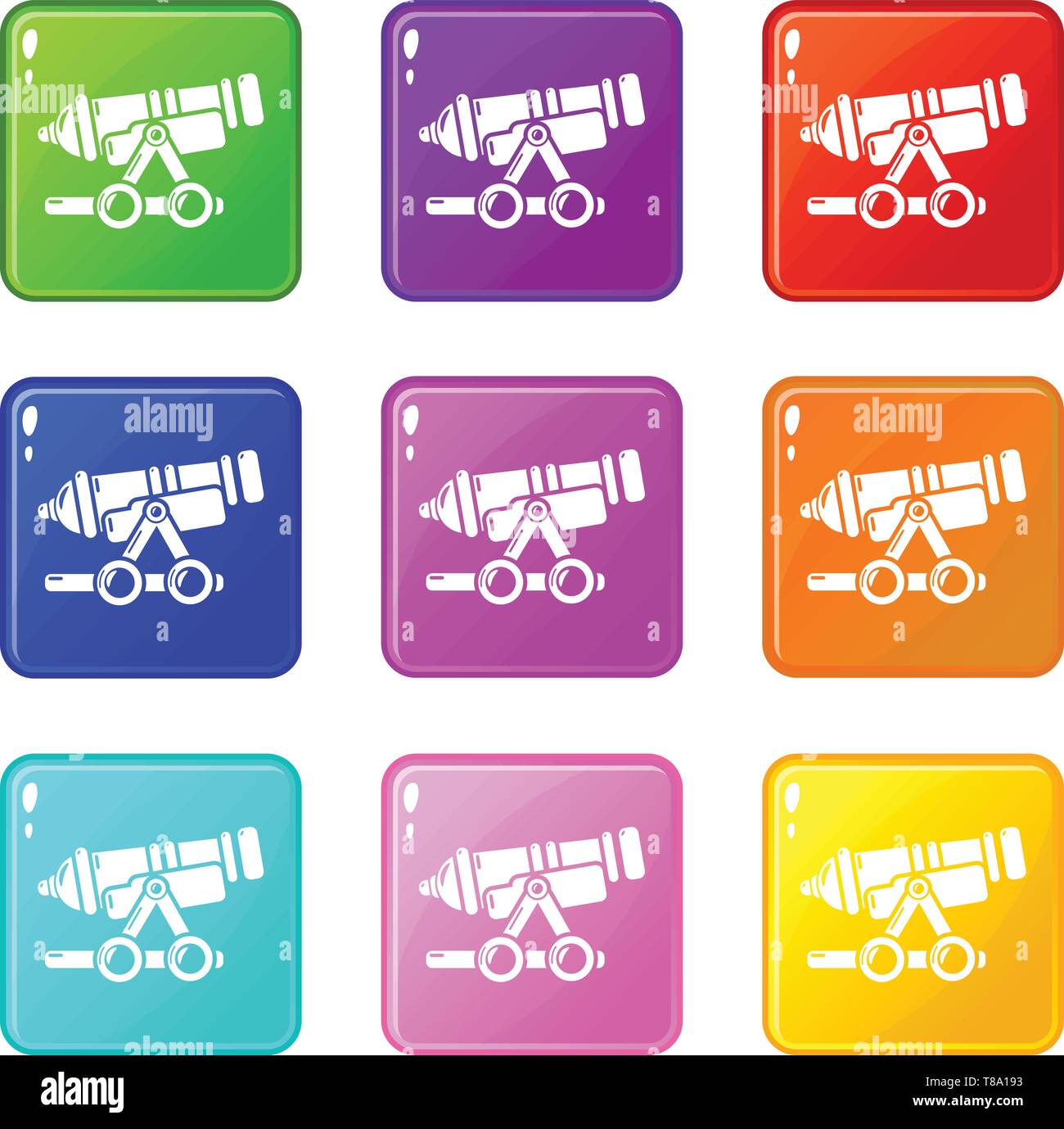 Coastal cannon icons set 9 color collection Stock Vector Image & Art ...