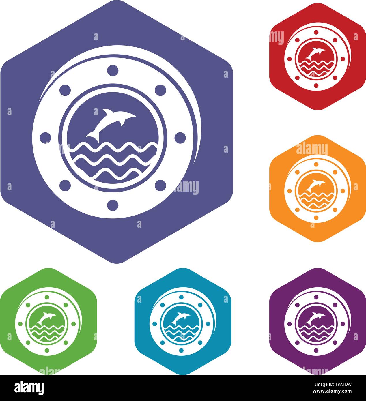 Porthole icons vector hexahedron Stock Vector