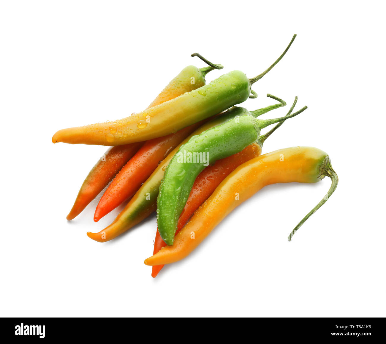 Fresh hot chili peppers on white background Stock Photo Alamy