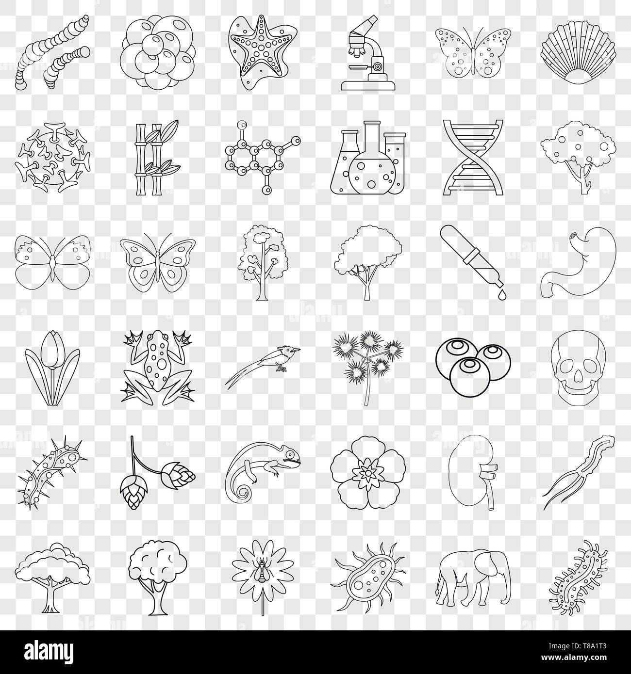 Nature icons set, outline style Stock Vector Image & Art - Alamy