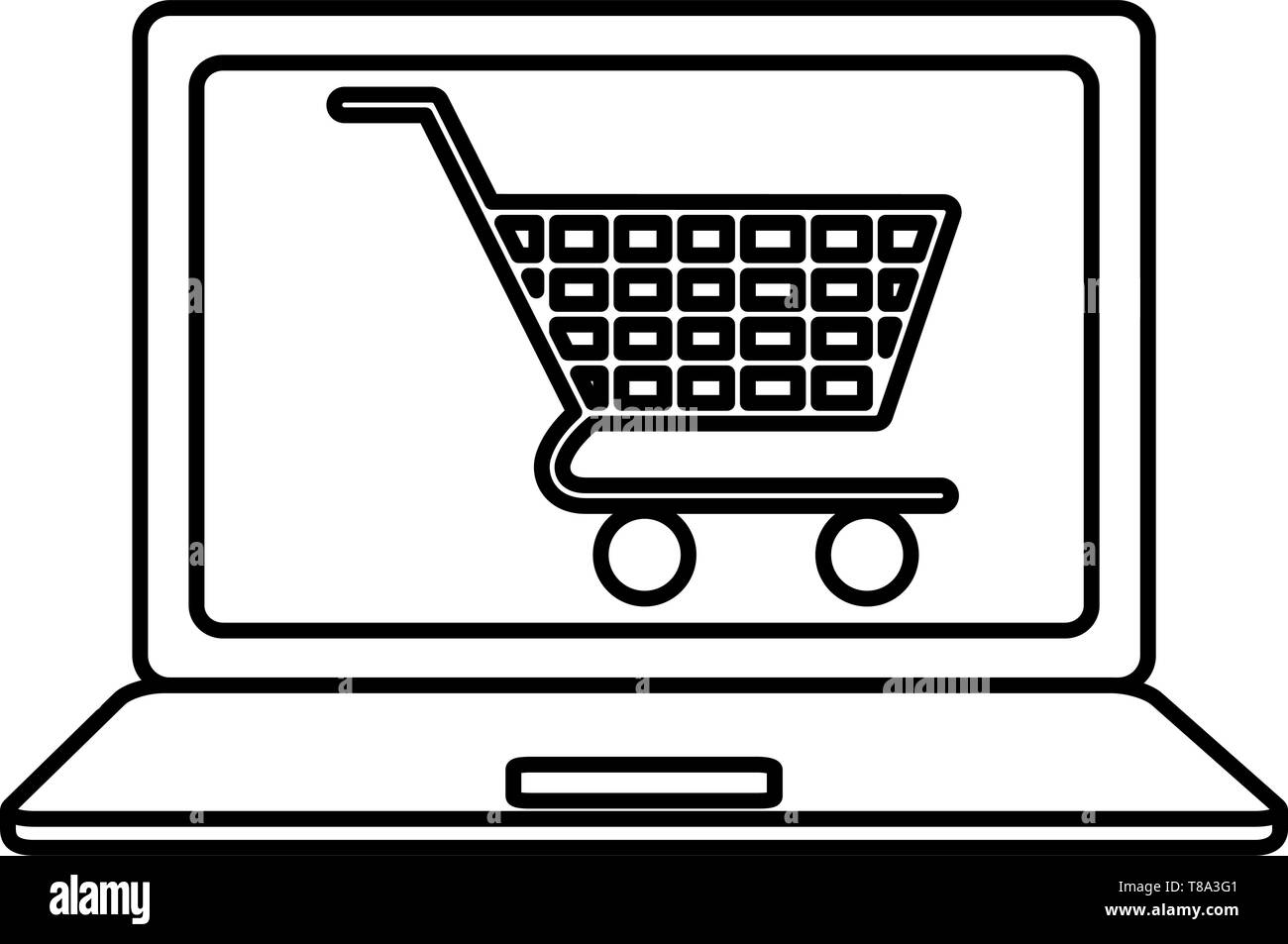 laptop computer with shopping cart vector illustration design Stock ...