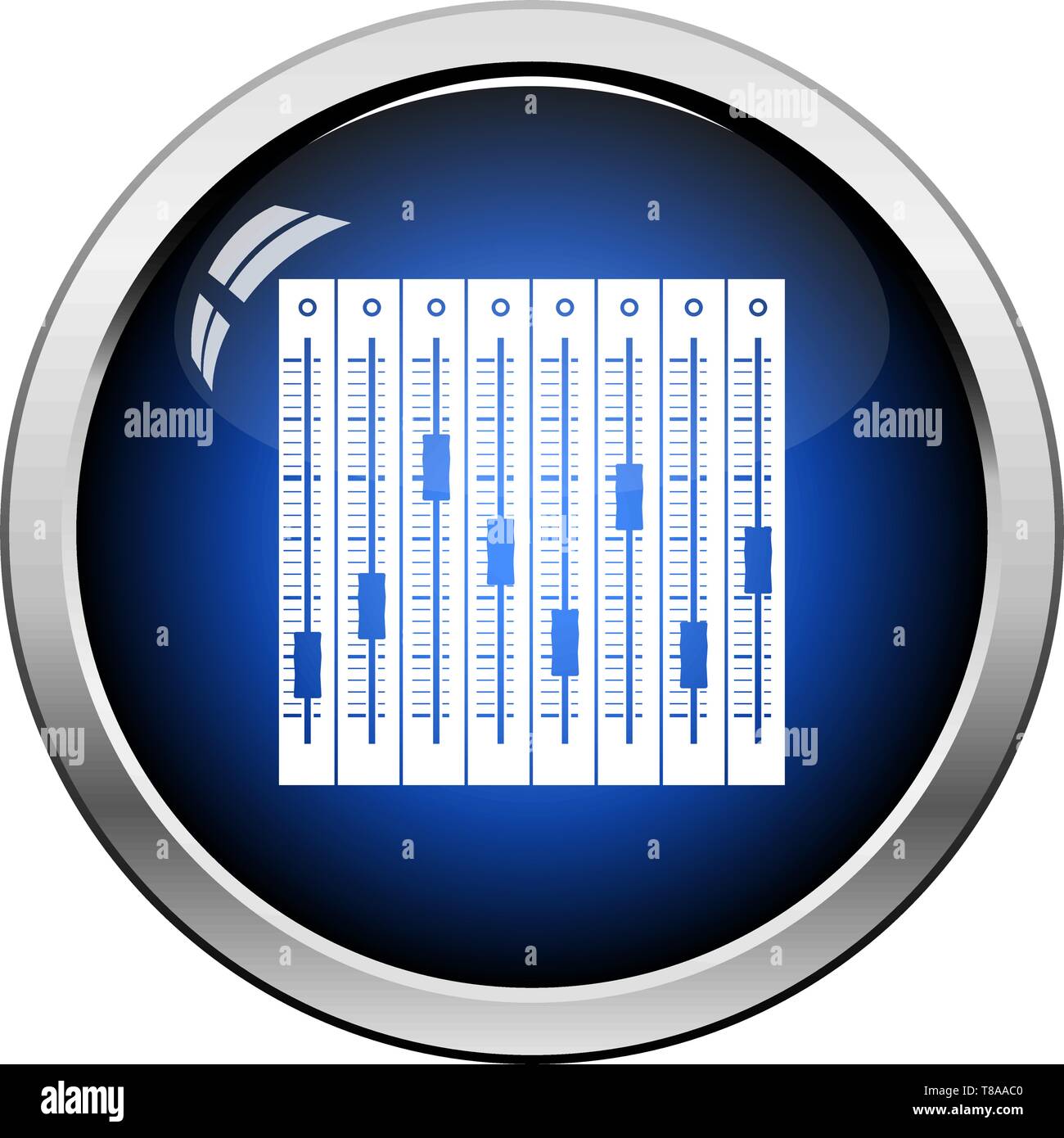 Music Equalizer Icon. Glossy Button Design. Vector Illustration Stock