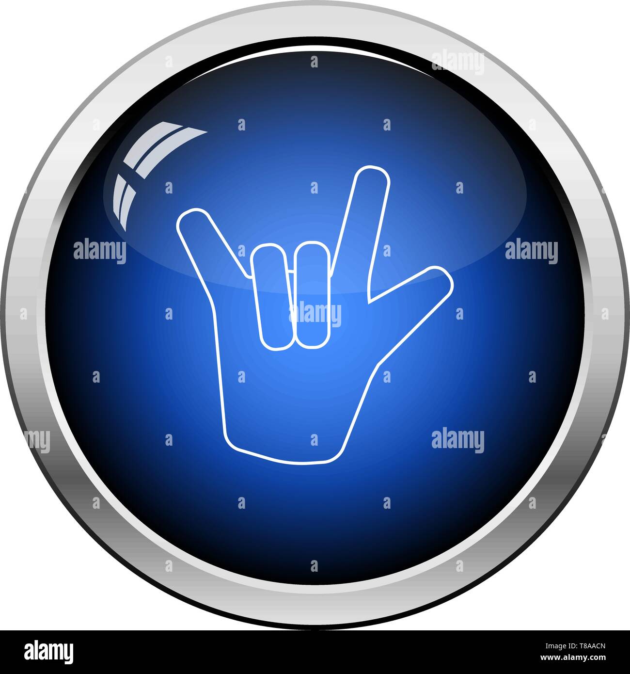 Rock Hand Icon. Glossy Button Design. Vector Illustration Stock Vector ...