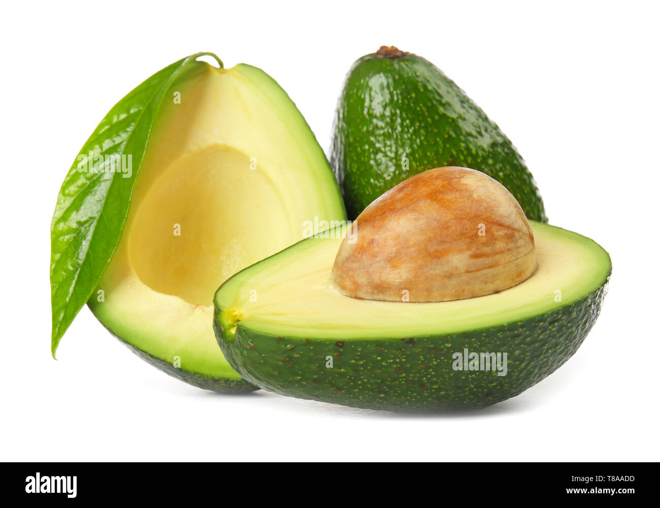 Fresh ripe avocados on white background Stock Photo - Alamy