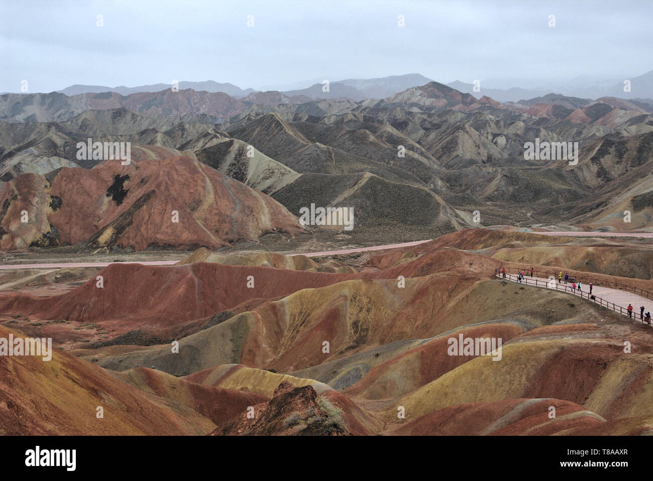 Multi-colored sandstone at the Zhangye-Danxia National Geopark, Gansu province, China Stock Photo