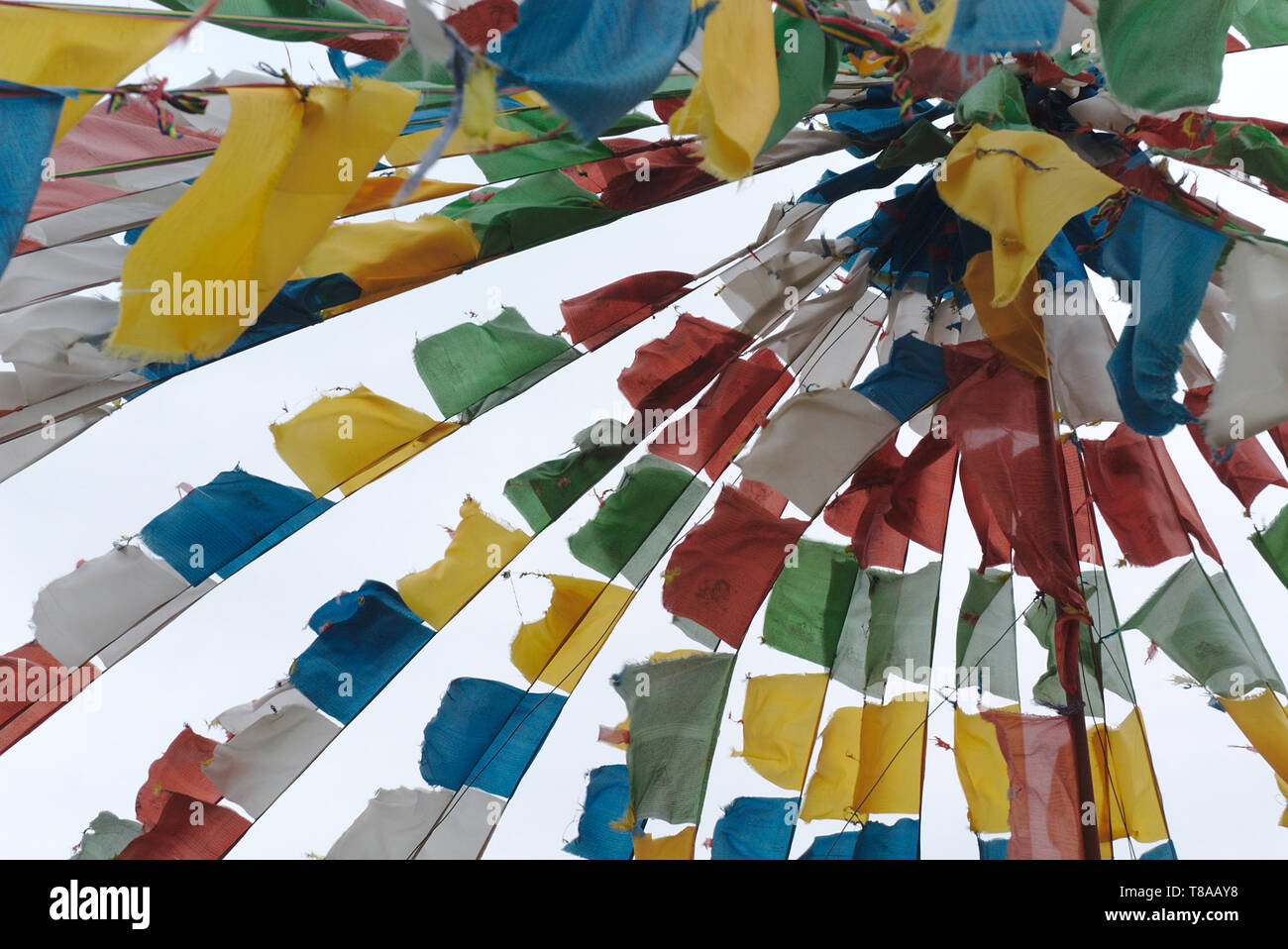 Colored ribbons near Giant Buddha temple at Zhangye in Gansu province, China Stock Photo