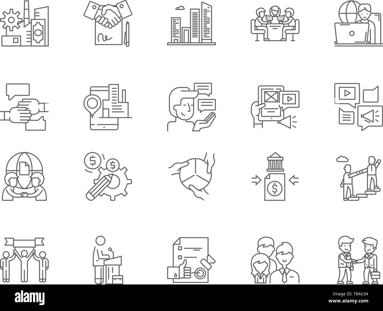 Affiliate business line icons, signs, vector set, outline illustration ...