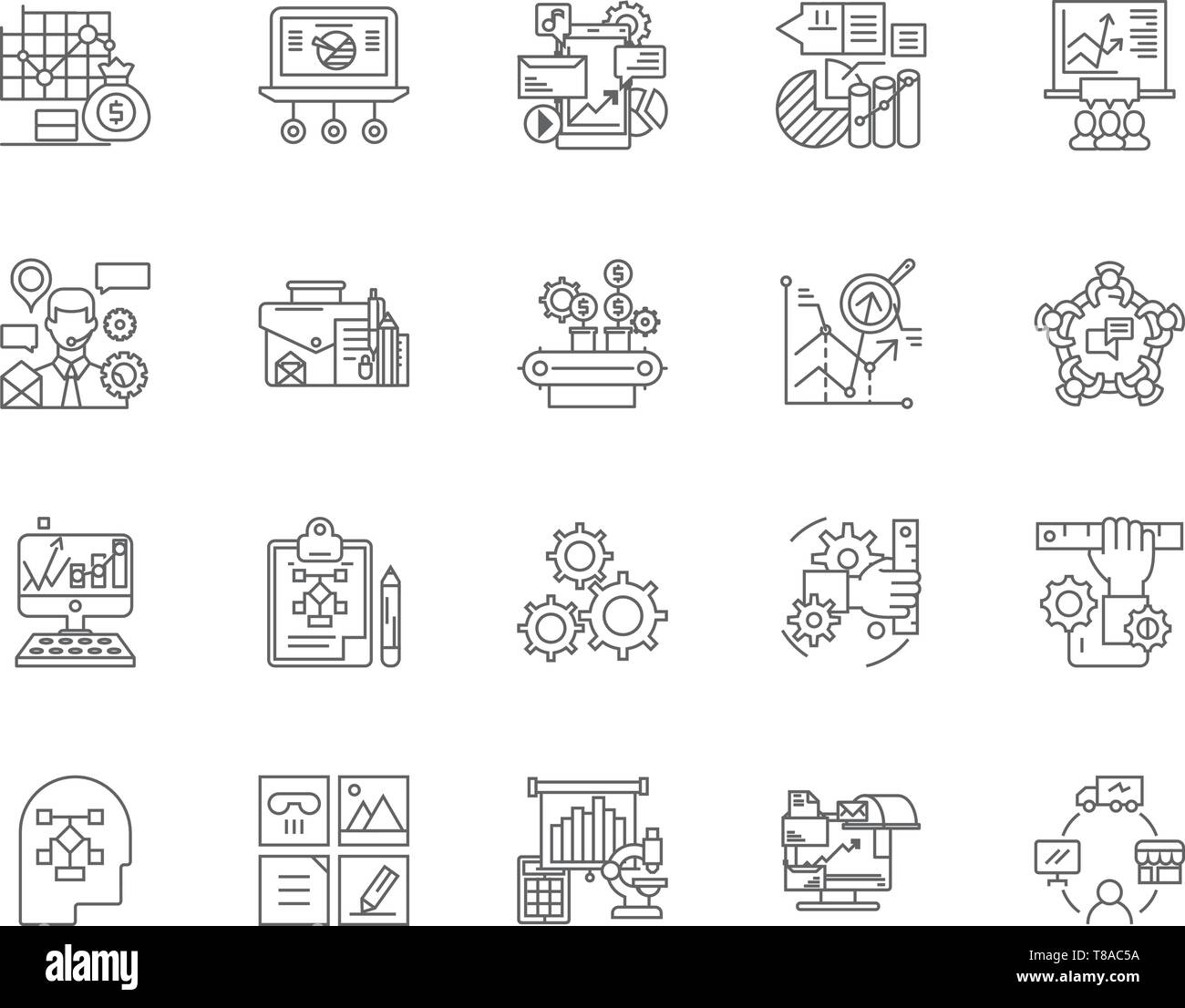 Algorithm line icons, signs, vector set, outline illustration concept ...