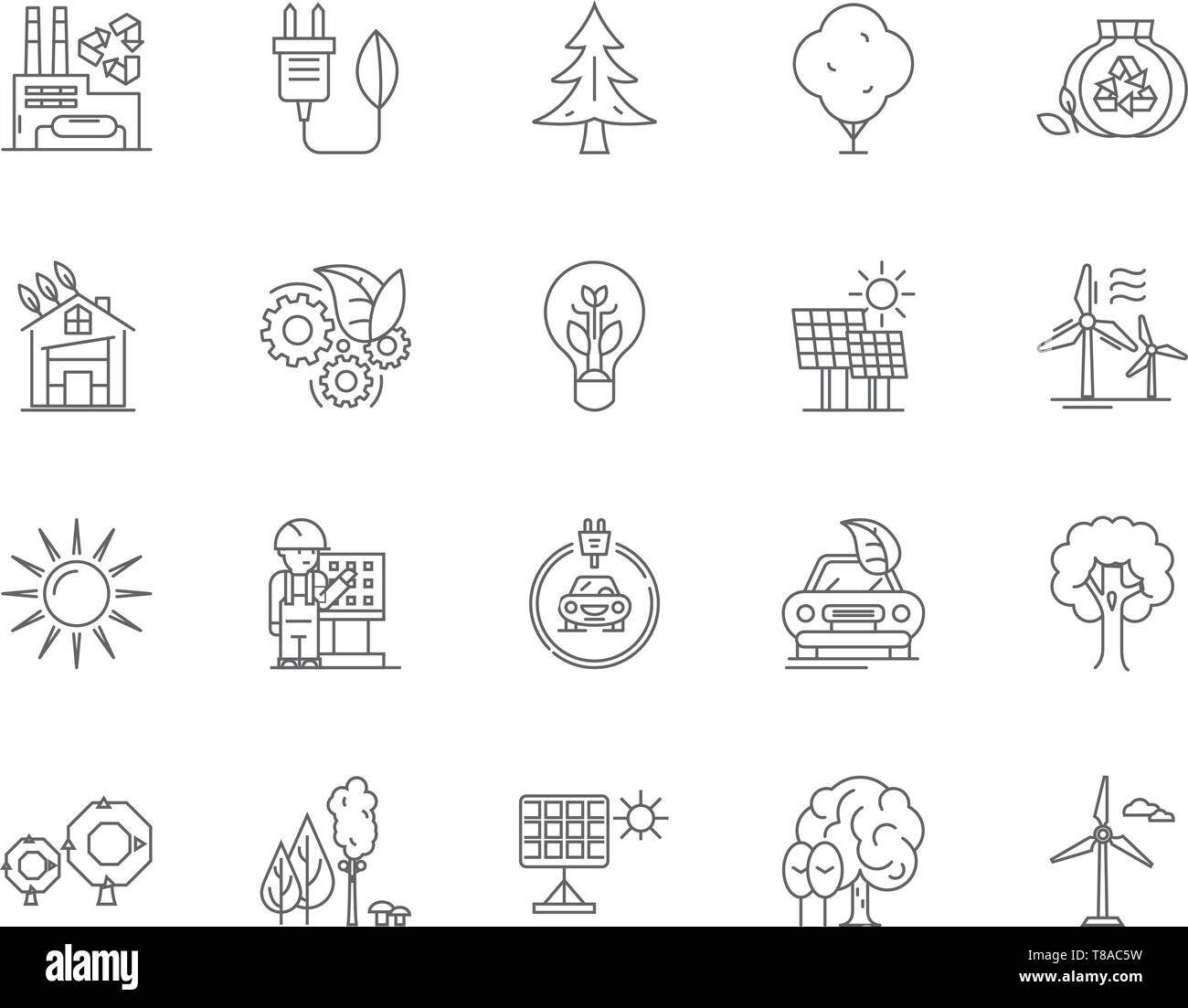 Alternative energy line icons, signs, vector set, outline illustration concept  Stock Vector