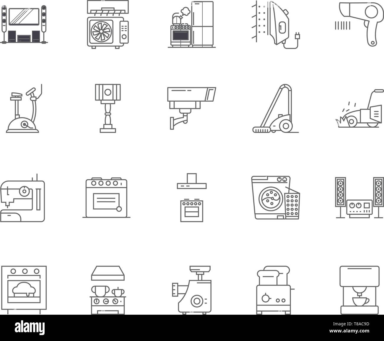 Appliances line icons, signs, vector set, outline illustration concept  Stock Vector