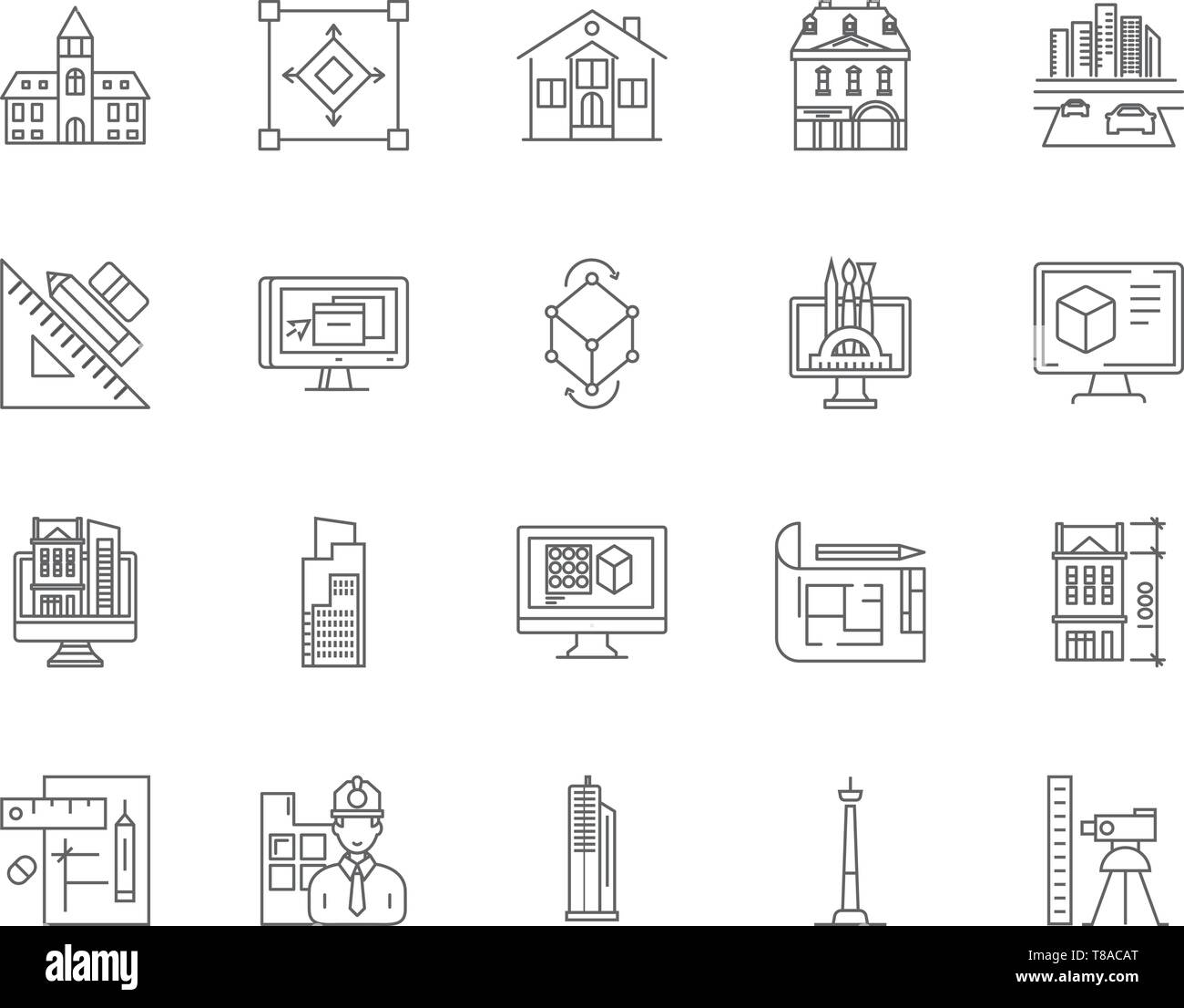 Architechtural services line icons, signs, vector set, outline illustration concept  Stock Vector