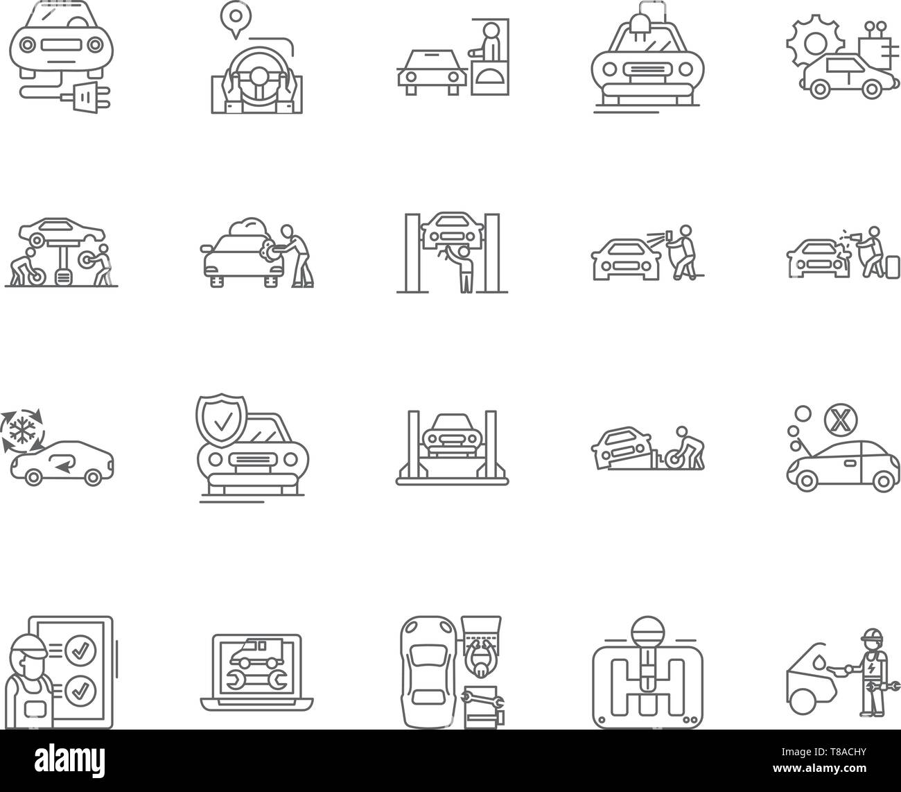 Auto service line icons, signs, vector set, outline illustration ...