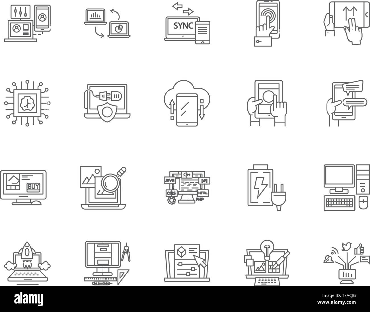 Automation line icons, signs, vector set, outline illustration concept ...