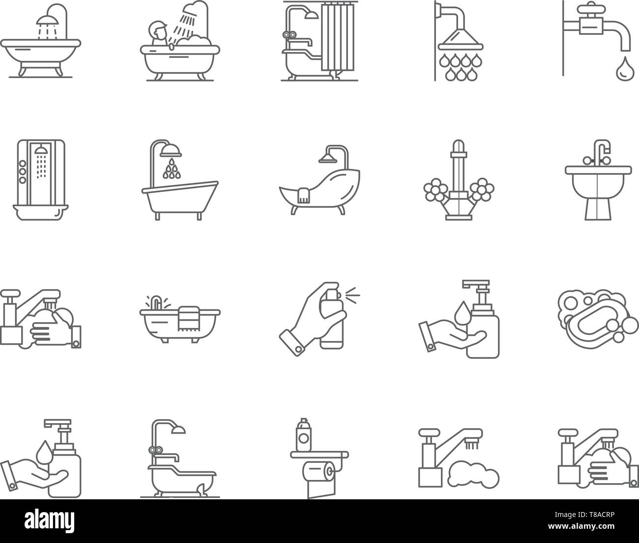 Bath line icons, signs, vector set, outline illustration concept Stock ...