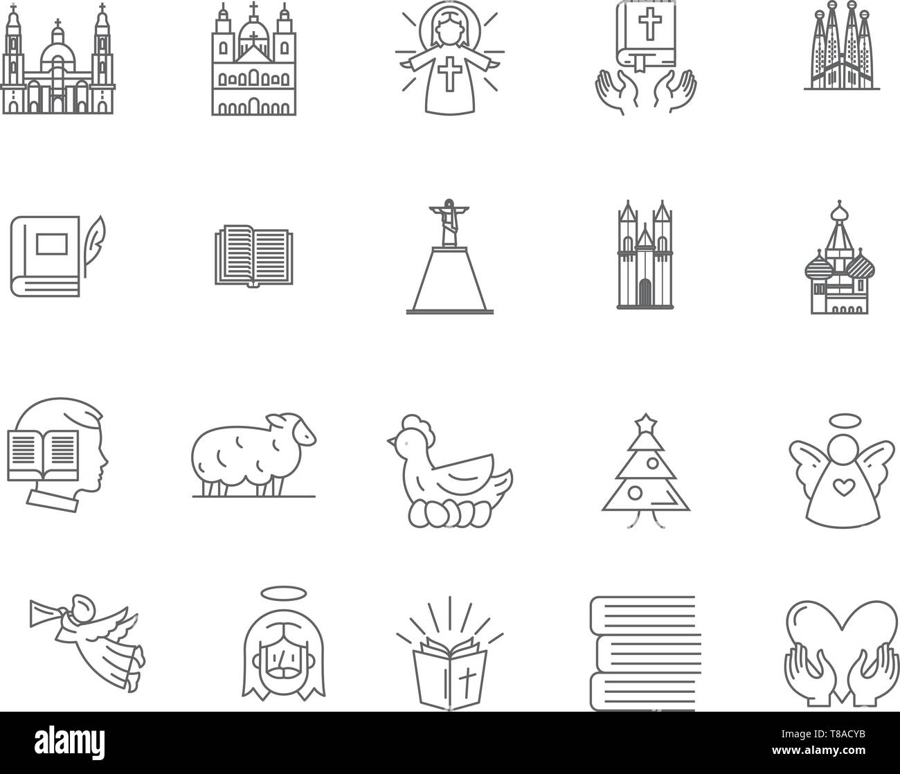 Bible line icons, signs, vector set, outline illustration concept Stock ...