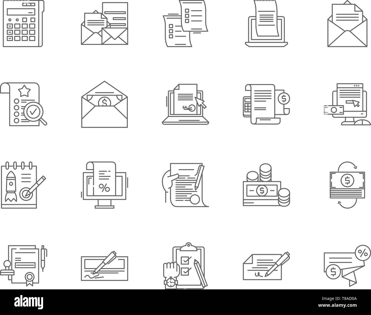 Billing line icons, signs, vector set, outline illustration concept ...