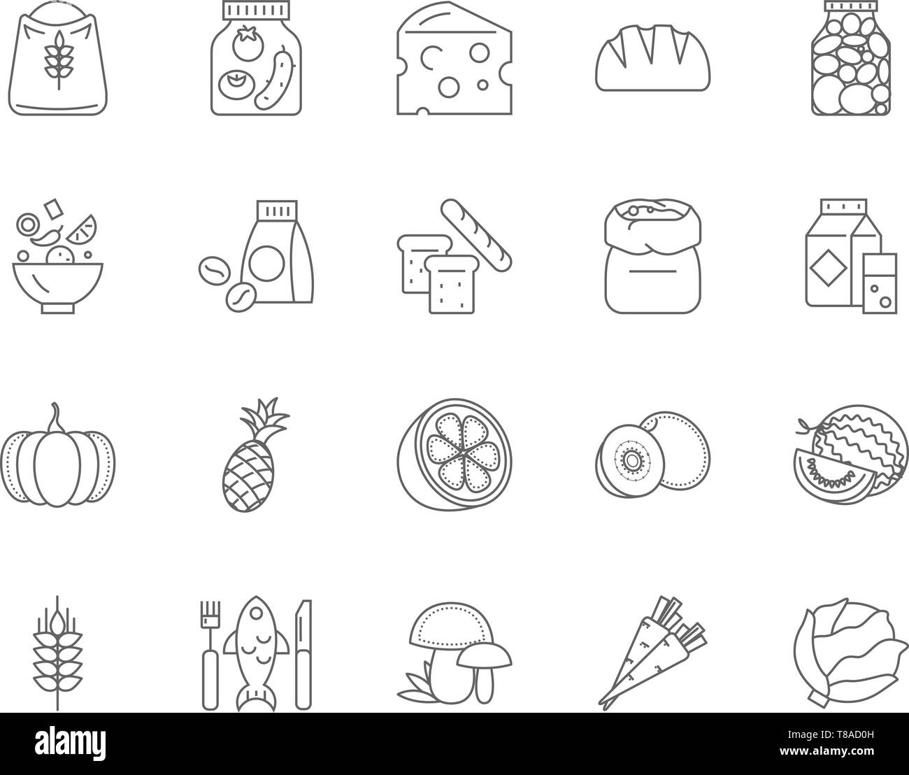 Bio organic food line icons, signs, vector set, outline illustration ...