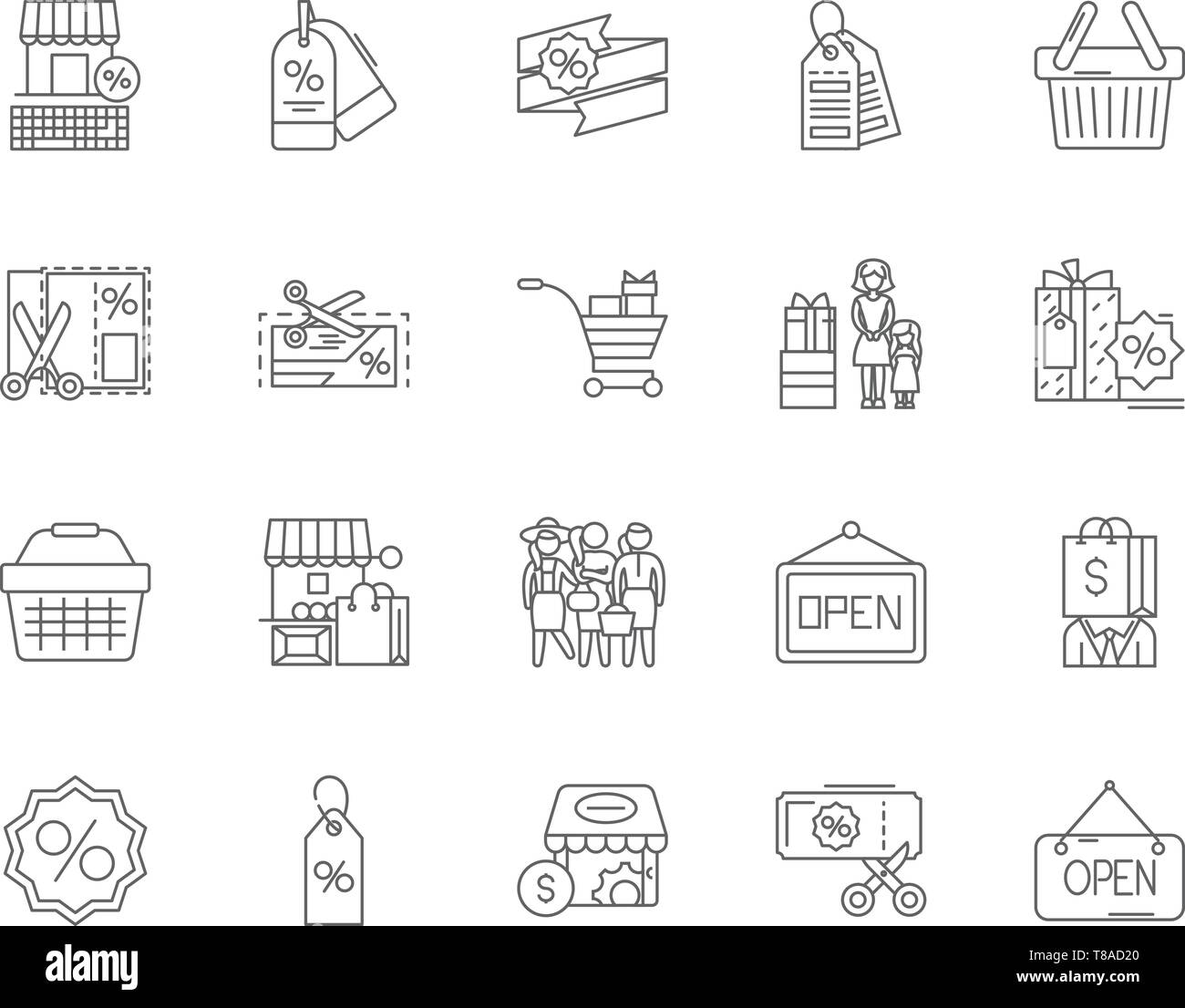 Black friday line icons, signs, vector set, outline illustration ...