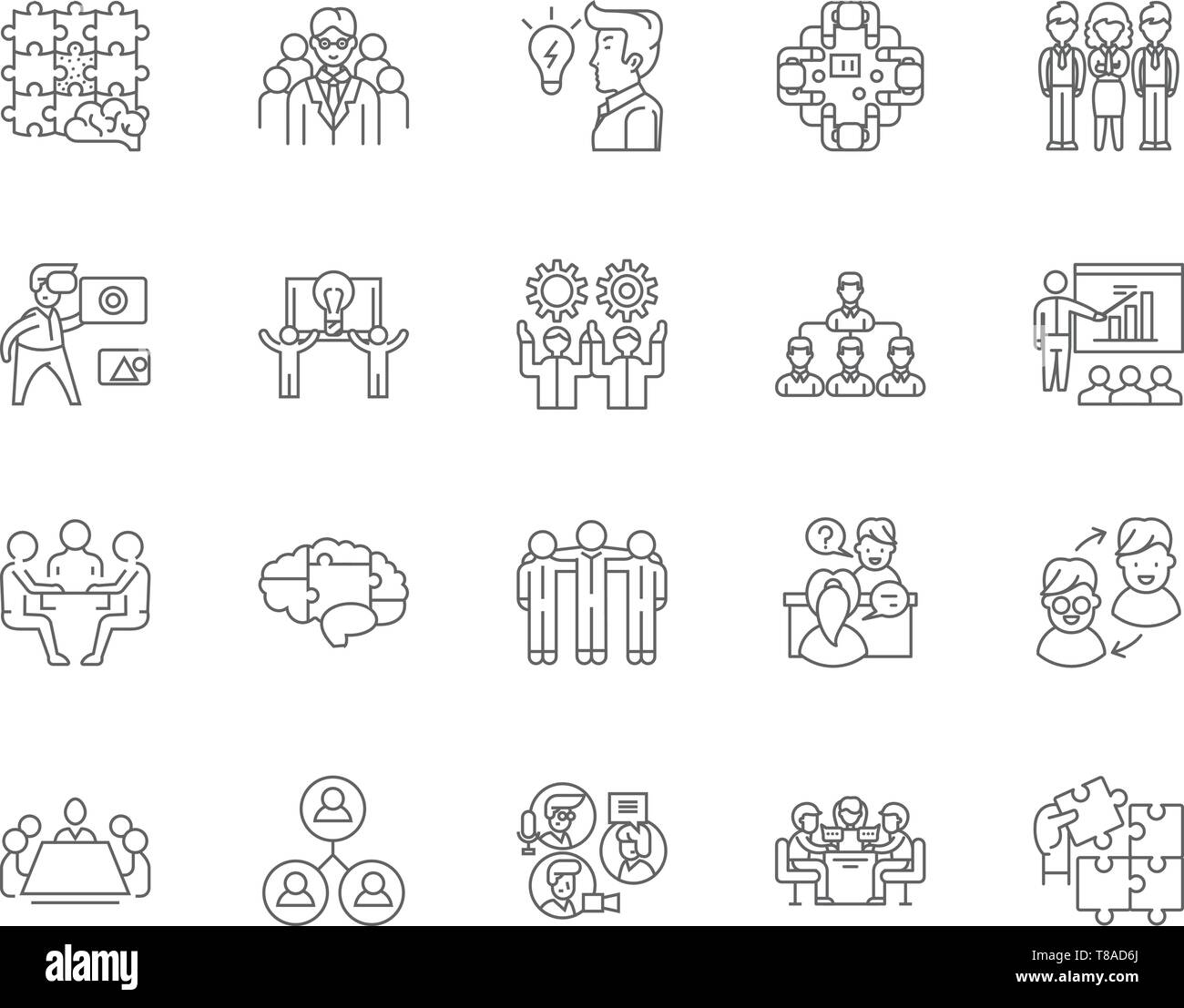 Brainstorming line icons, signs, vector set, outline illustration ...