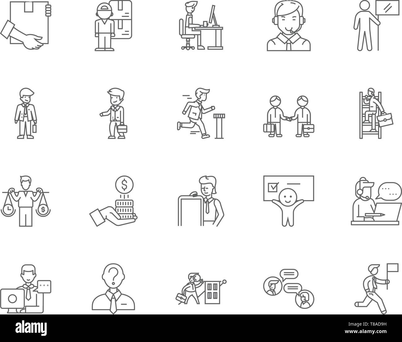 Broker line icons, signs, vector set, outline illustration concept ...