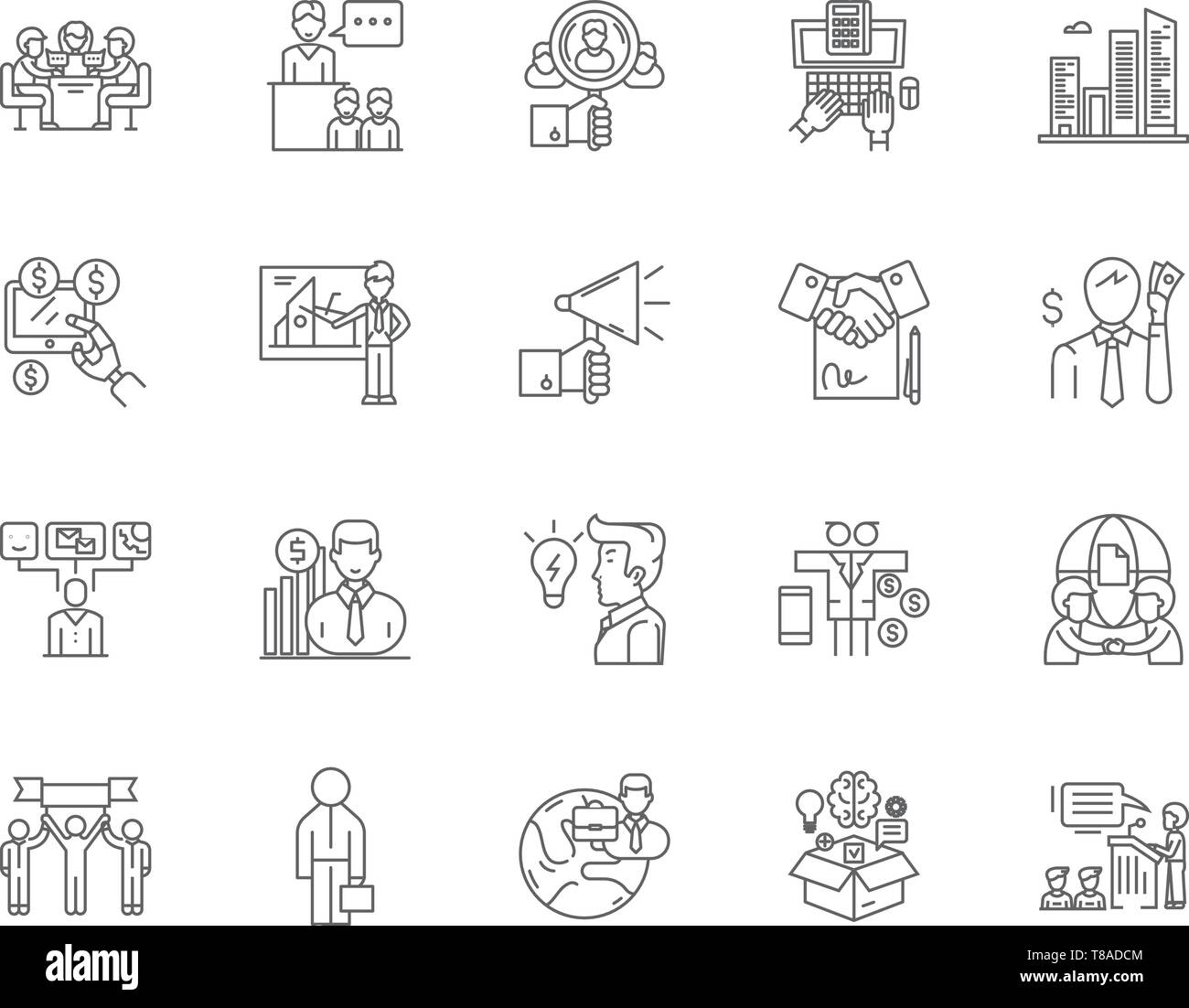 Business administration line icons, linear signs, vector set, outline