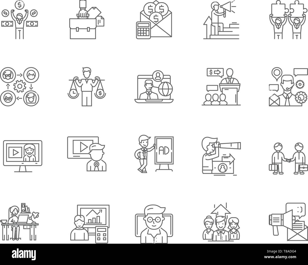 Business management line icons, signs, vector set, outline illustration ...